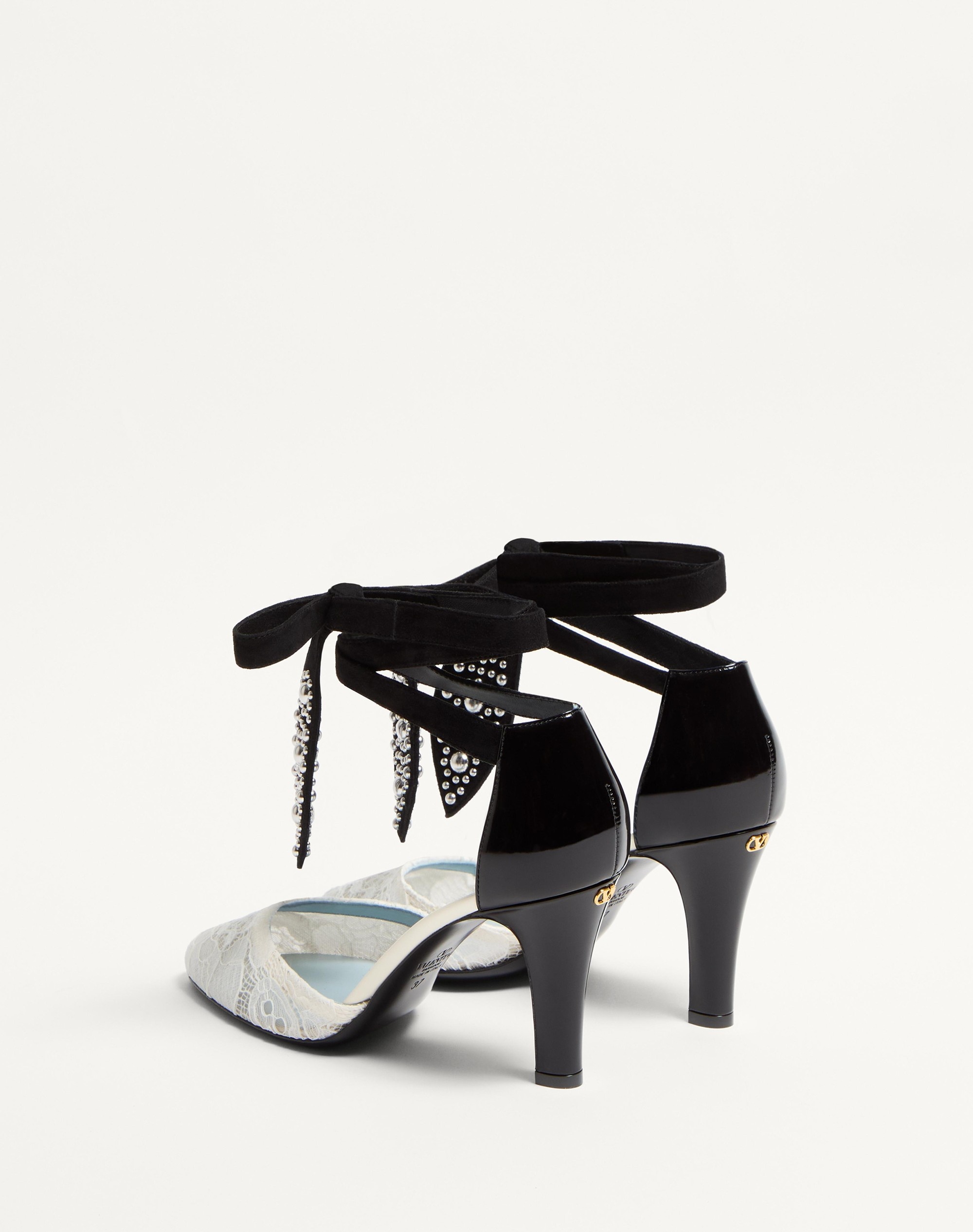 FOLIEFOLIAGE PUMPS IN ABRASIVE CALFSKIN AND LACE 85MM - 4