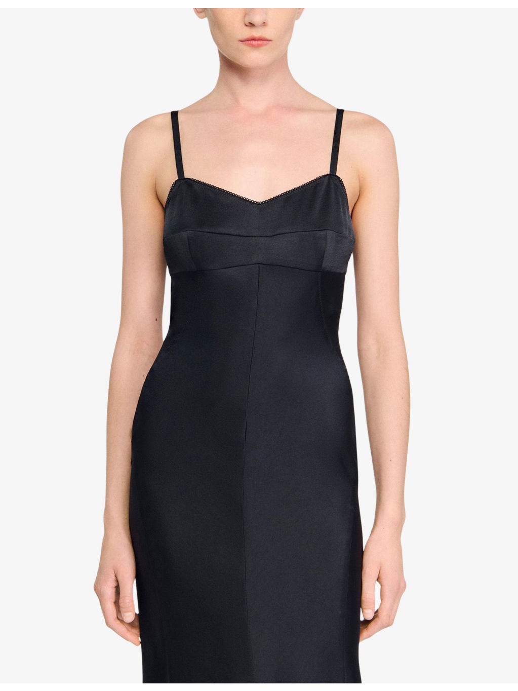 V-Neck Sleeveless Satin-Effect Midi Dress - 5