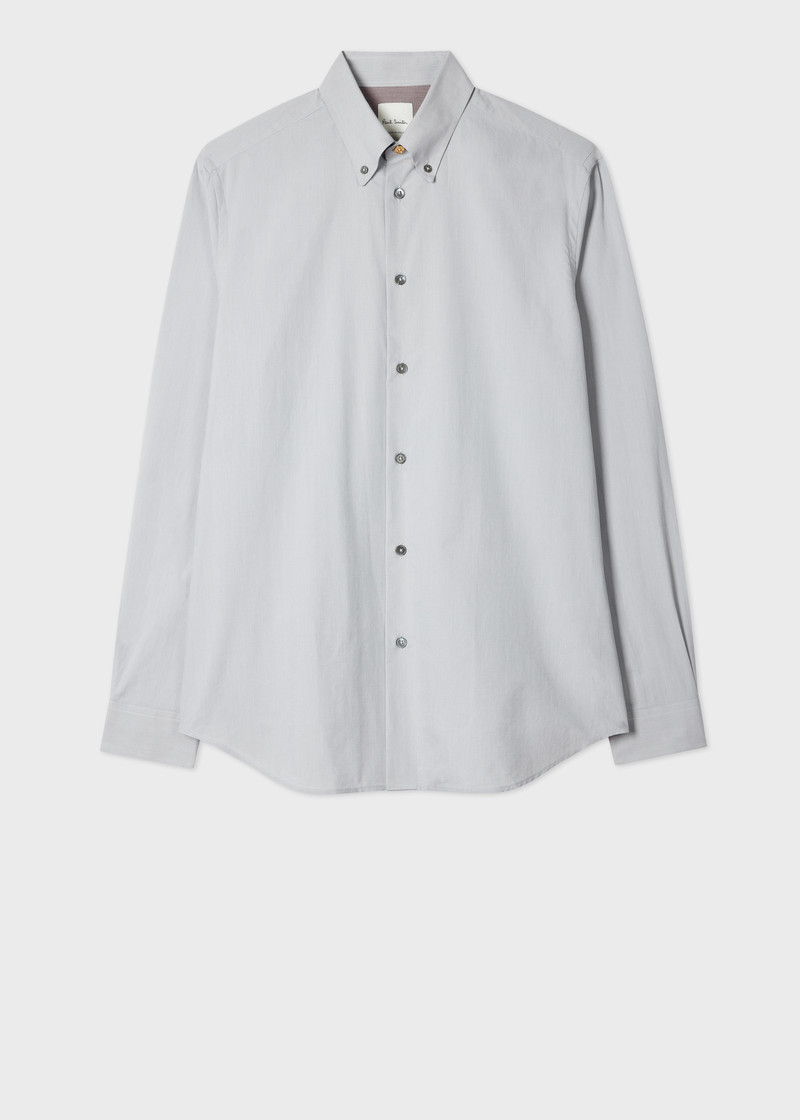 Casual-Fit Light Grey Button-Down Shirt 1