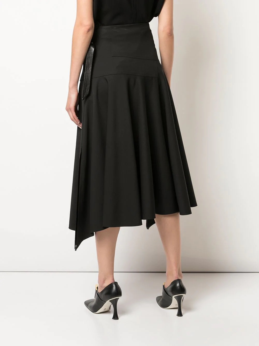 leather panel belted skirt - 4