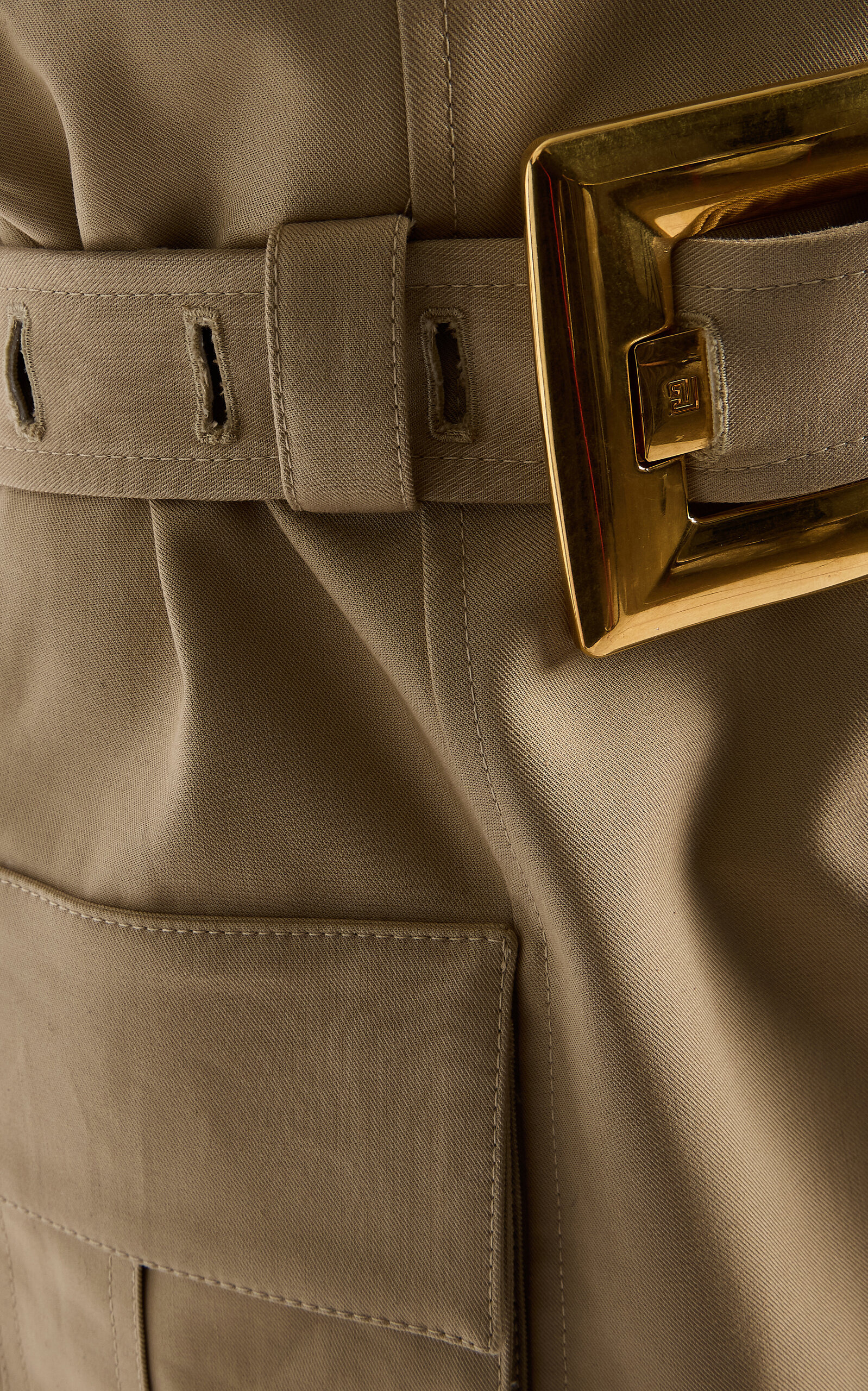 Belted Cotton-Gabardine Mini Skirt neutral - 5
