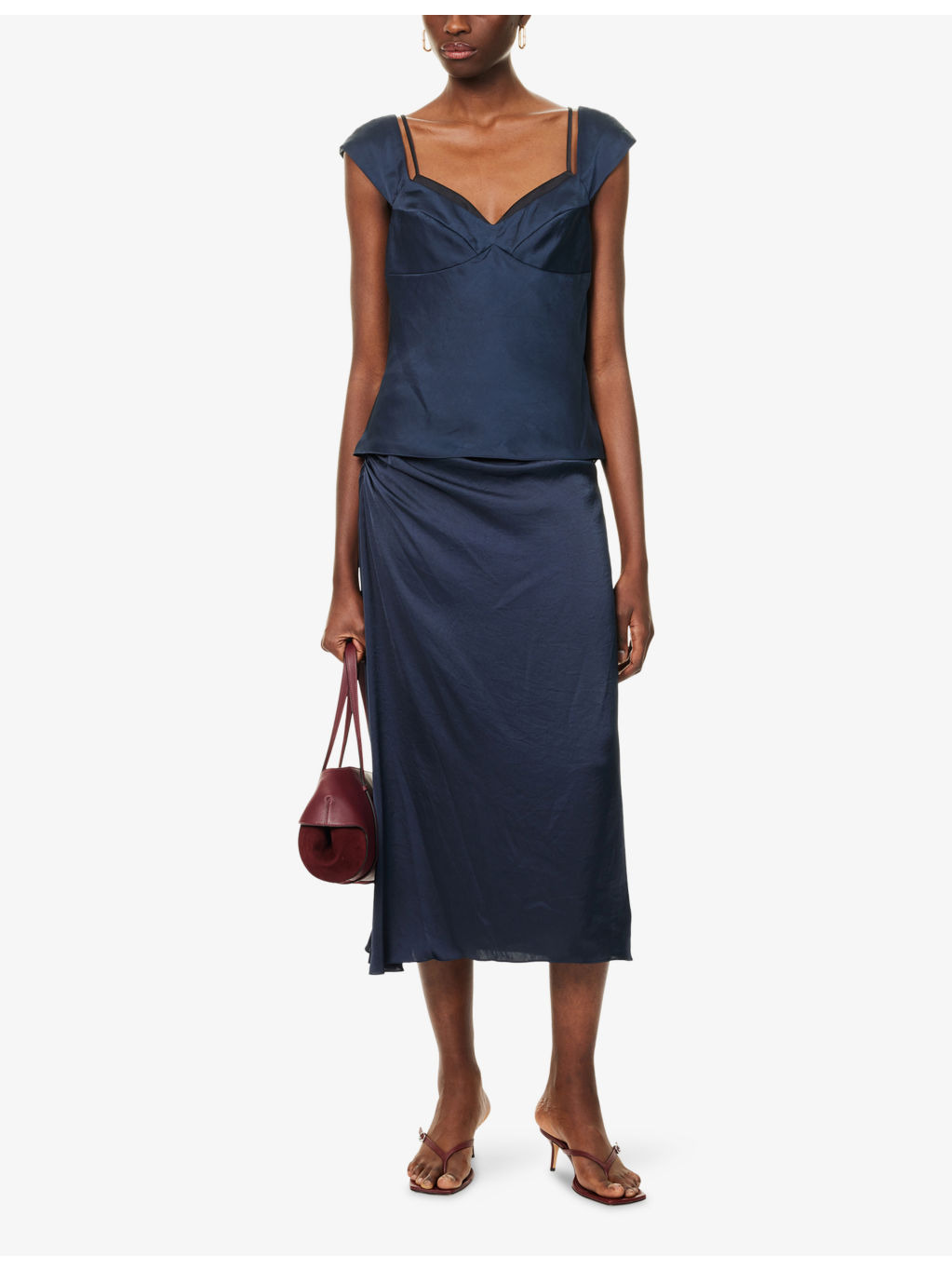 Ruched Regular-Fit Woven Midi Skirt - 2