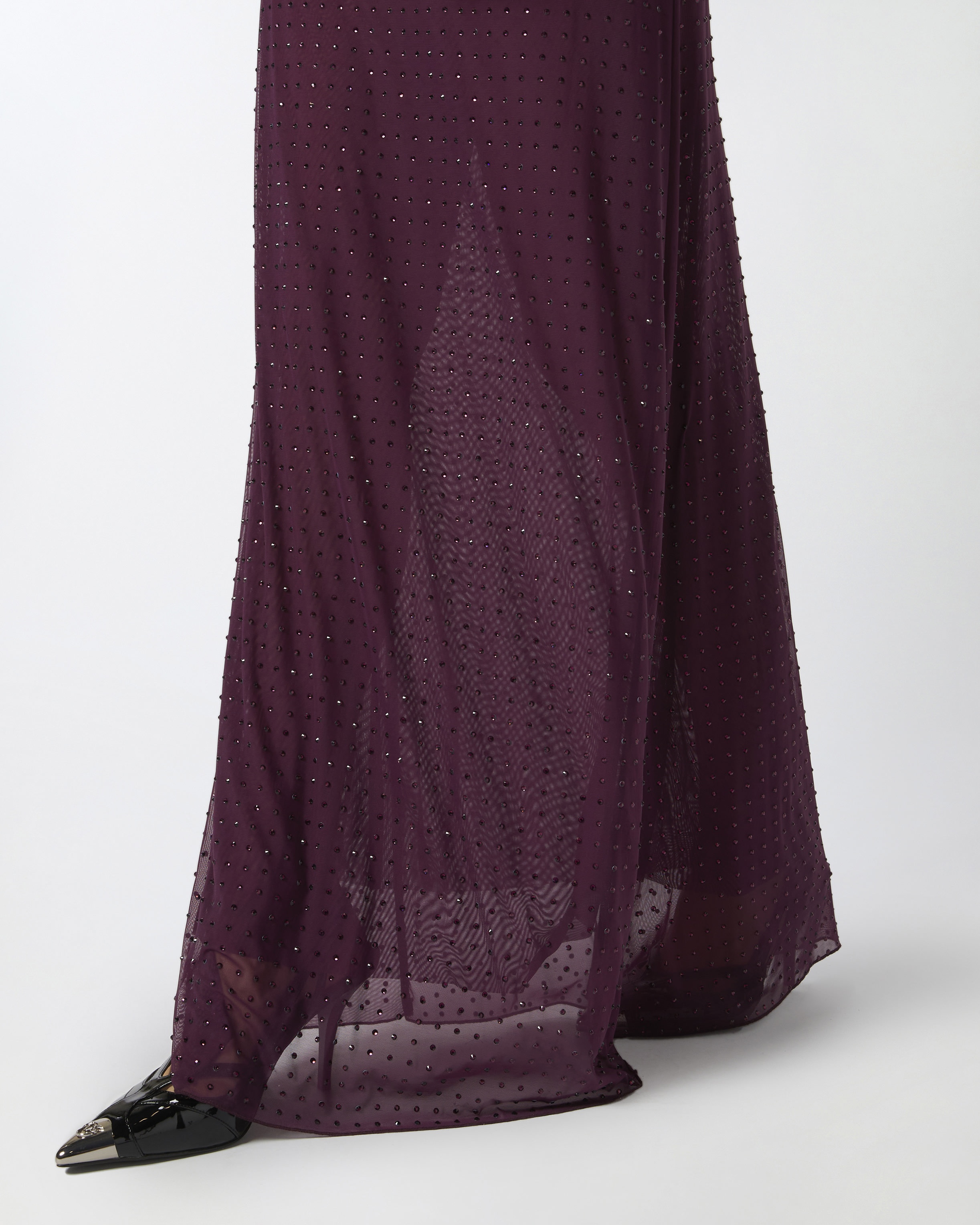 FULLY RHINESTONED LONG TULLE SKIRT - 5