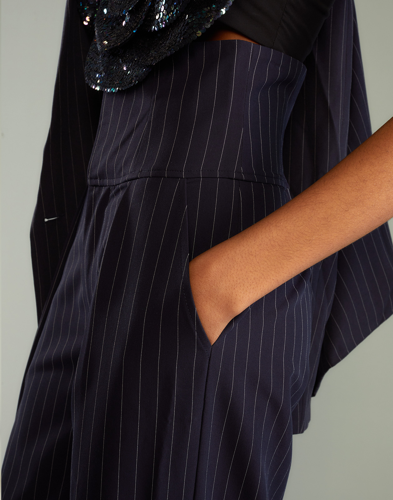 Pinstripe Corset Waist Pants - 8