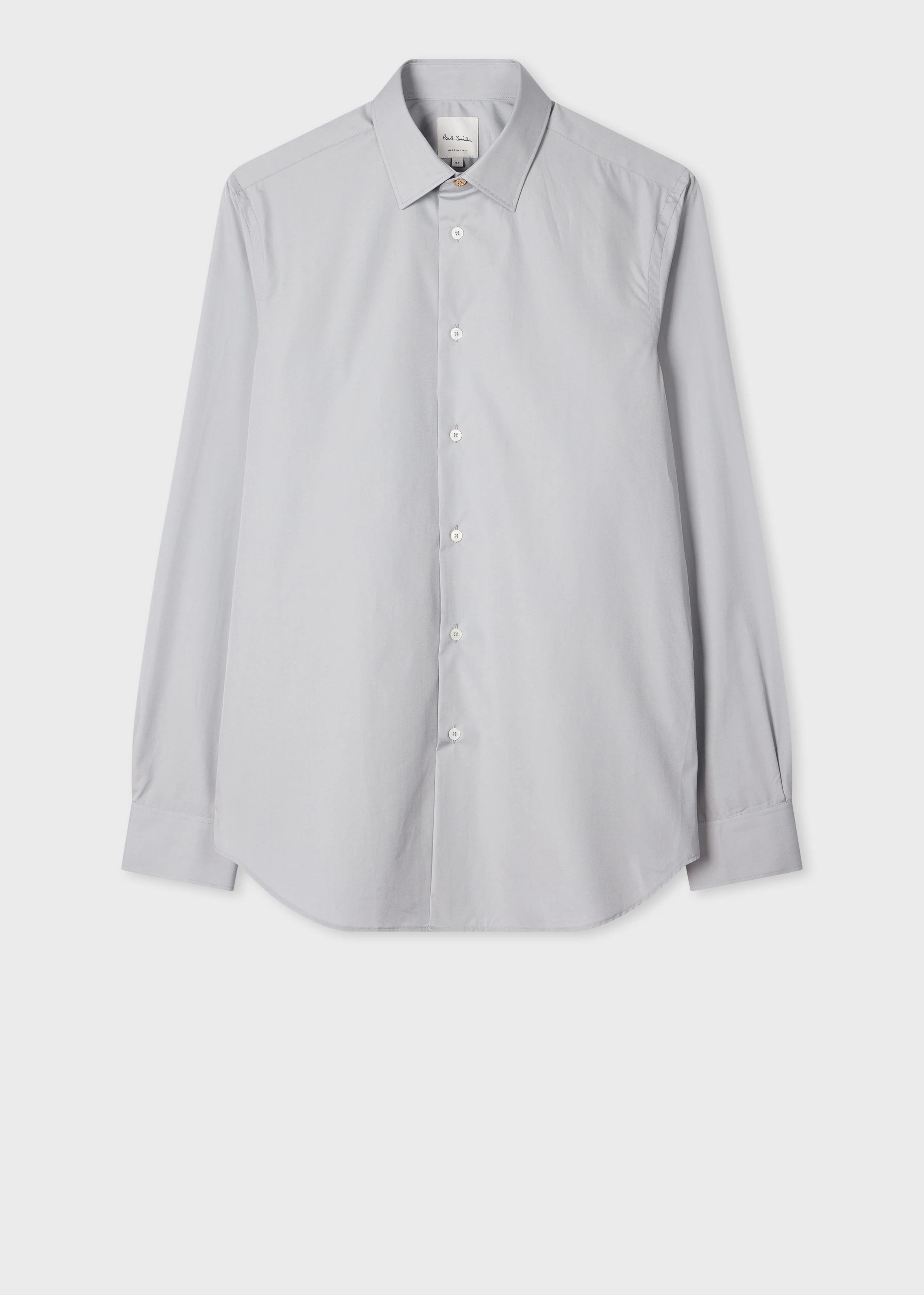 Tailored-Fit Soft Blue Cotton-Poplin Shirt - 1