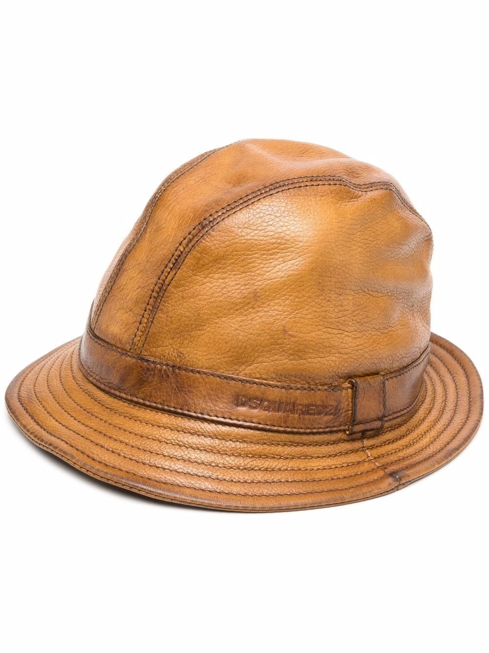 grained leather hat - 1