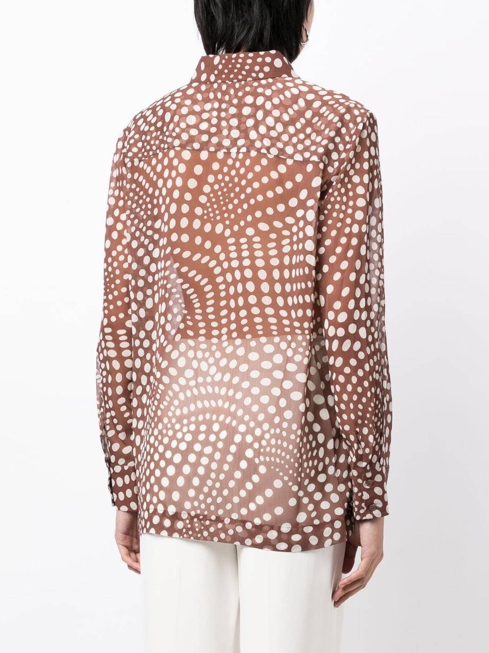 graphic-print semi-sheer shirt - 4