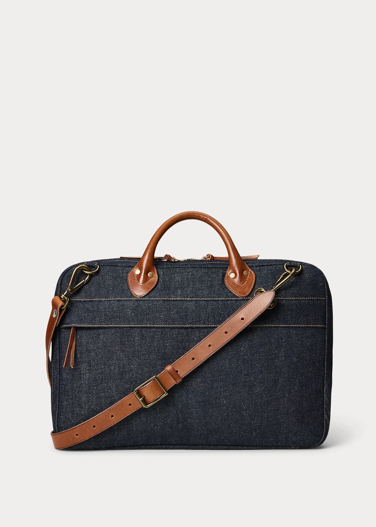 Leather-Trim Indigo Denim Briefcase - 3