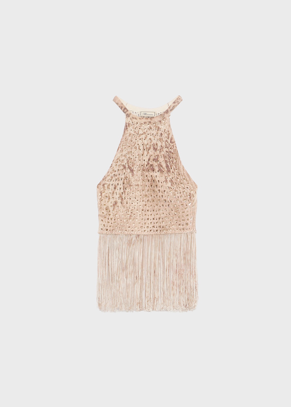 PRINTED KNIT TOP WITH FRINGES - 1