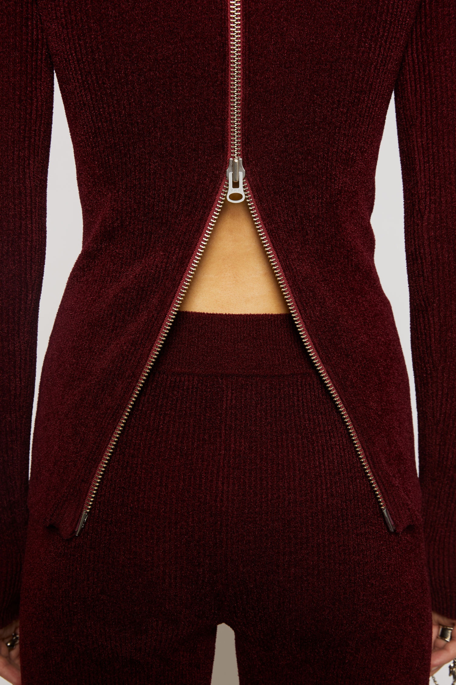 High neck ribbed sweater dark red - 5