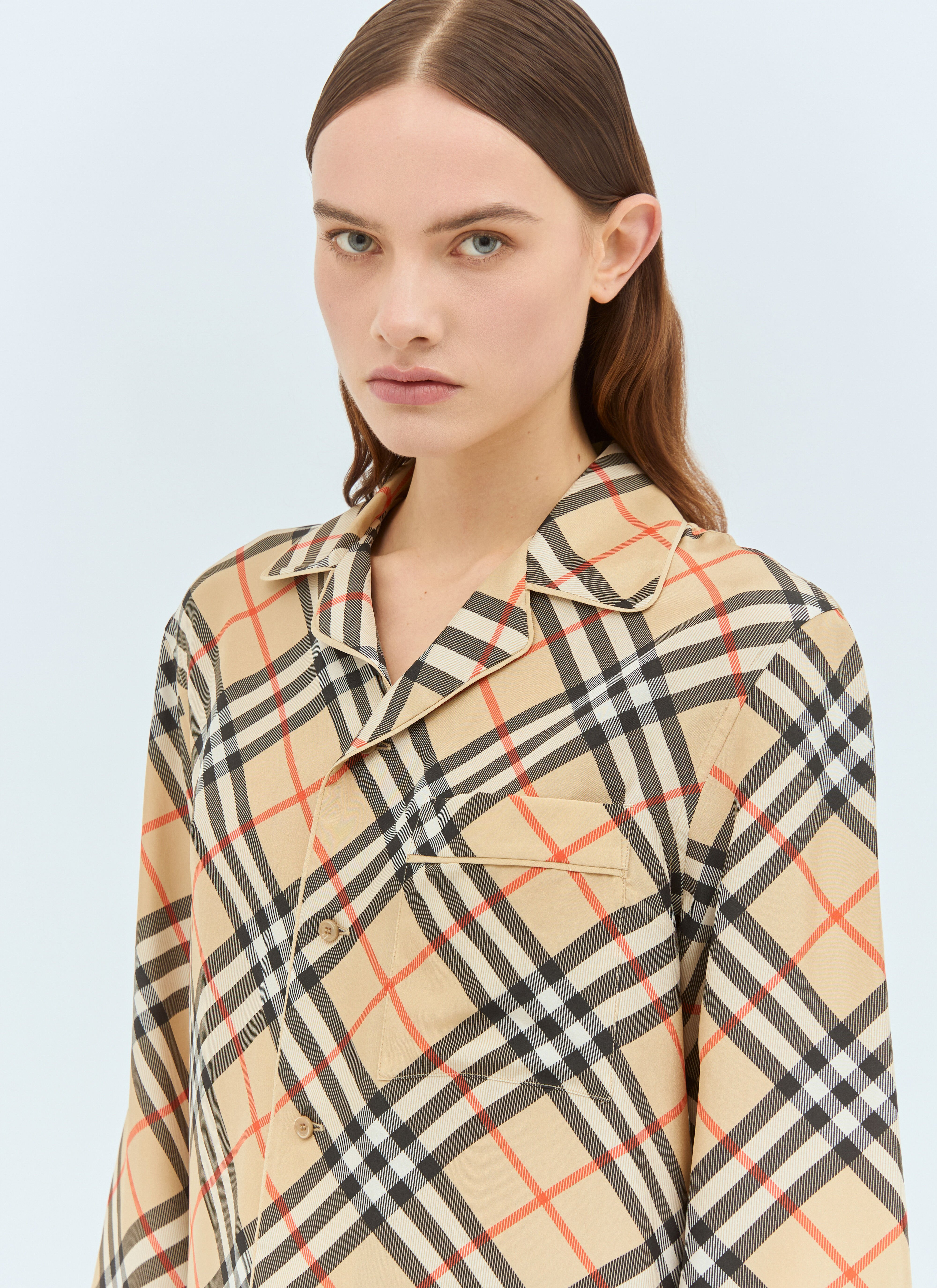 Check Silk Pyjama Shirt - 3