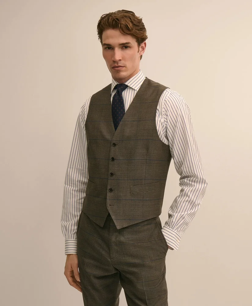 Brooks Brothers Explorer Collection Overcheck Glen-Plaid Wool Vest - 1