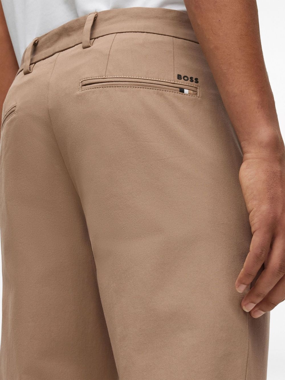 logo-embroidered cotton-blend tapered trousers - 5