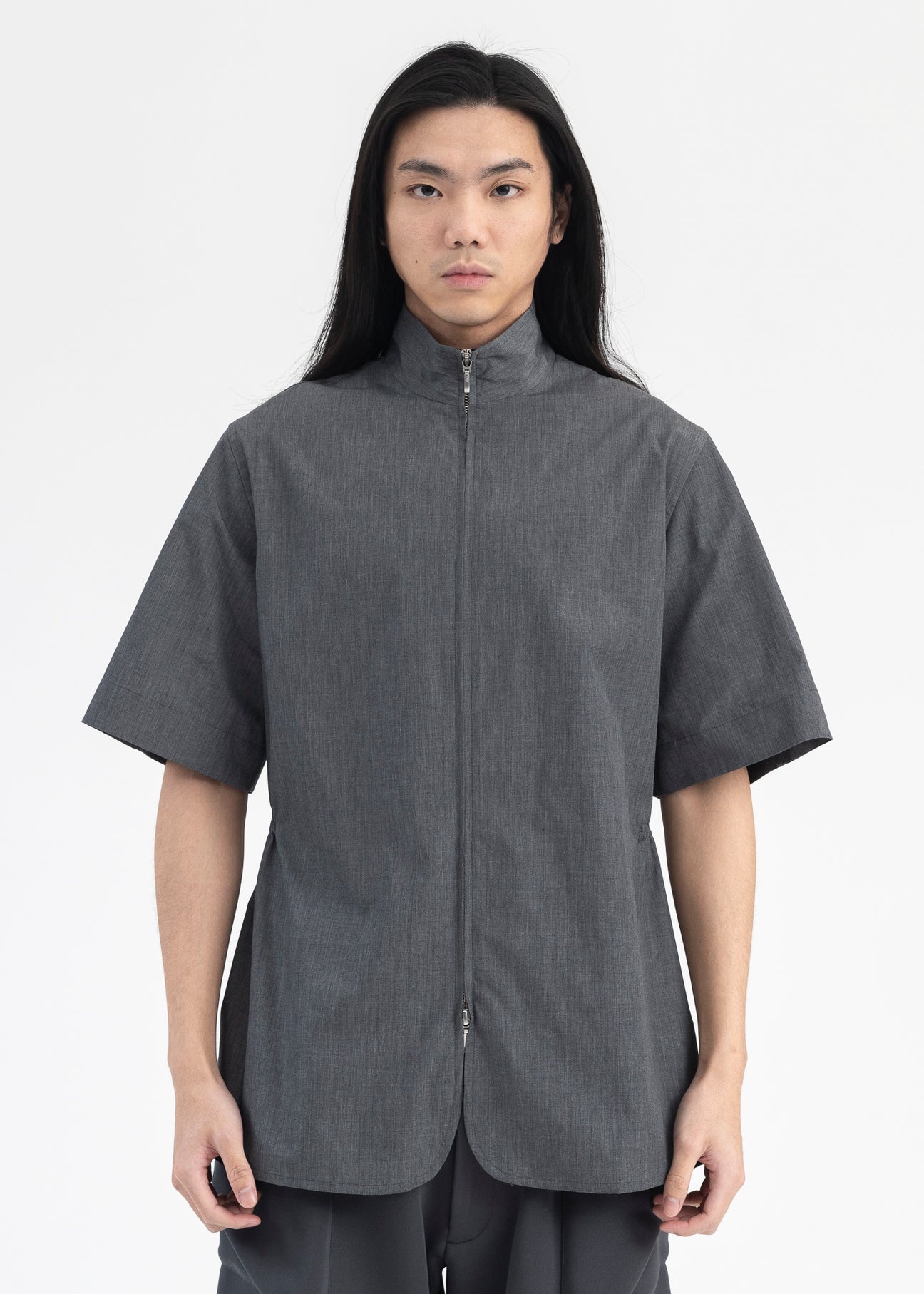Omar Afridi GREY INKWELL ELASTICATED SHIRT | REVERSIBLE