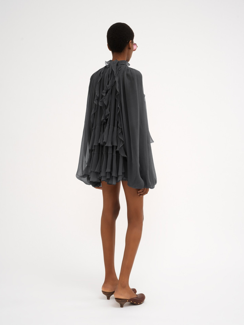 MINI CAPE DRESS IN SILK MOUSSELINE 3