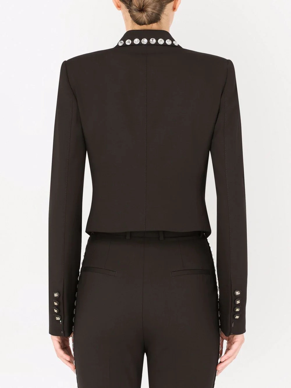 studded lapels cropped blazer - 4