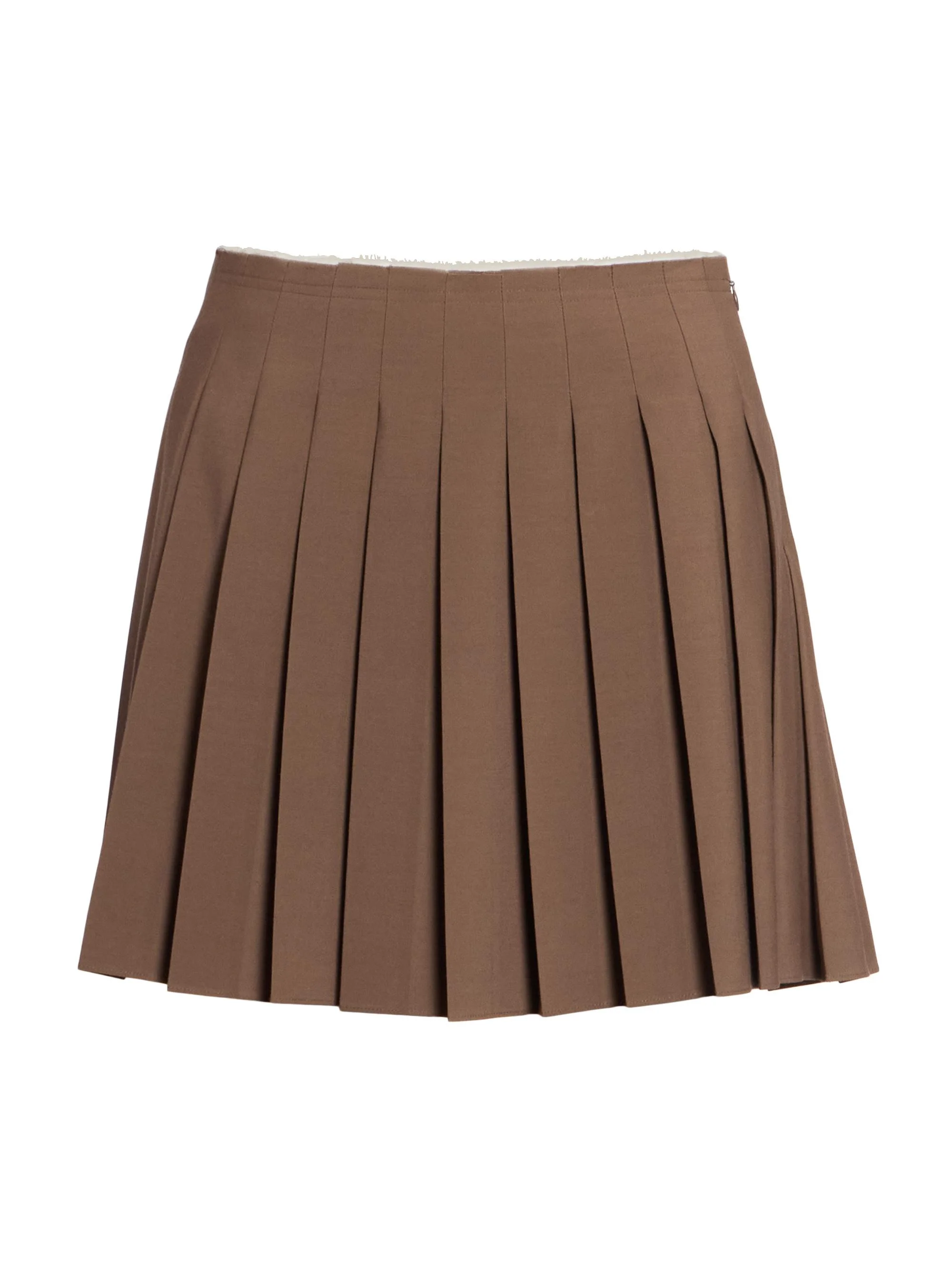 Women's Pleated Wool-Blend Miniskirt - Brown - 1