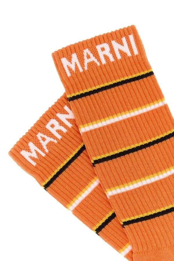 Orange cotton blend socks - 3