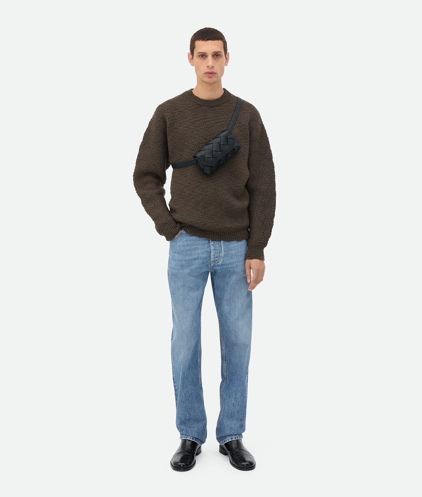 【BOTTEGA VENETA】DIAGO BELT BAG Bottega Veneta® Men's Diago Belt Bag in Fondant/limonite