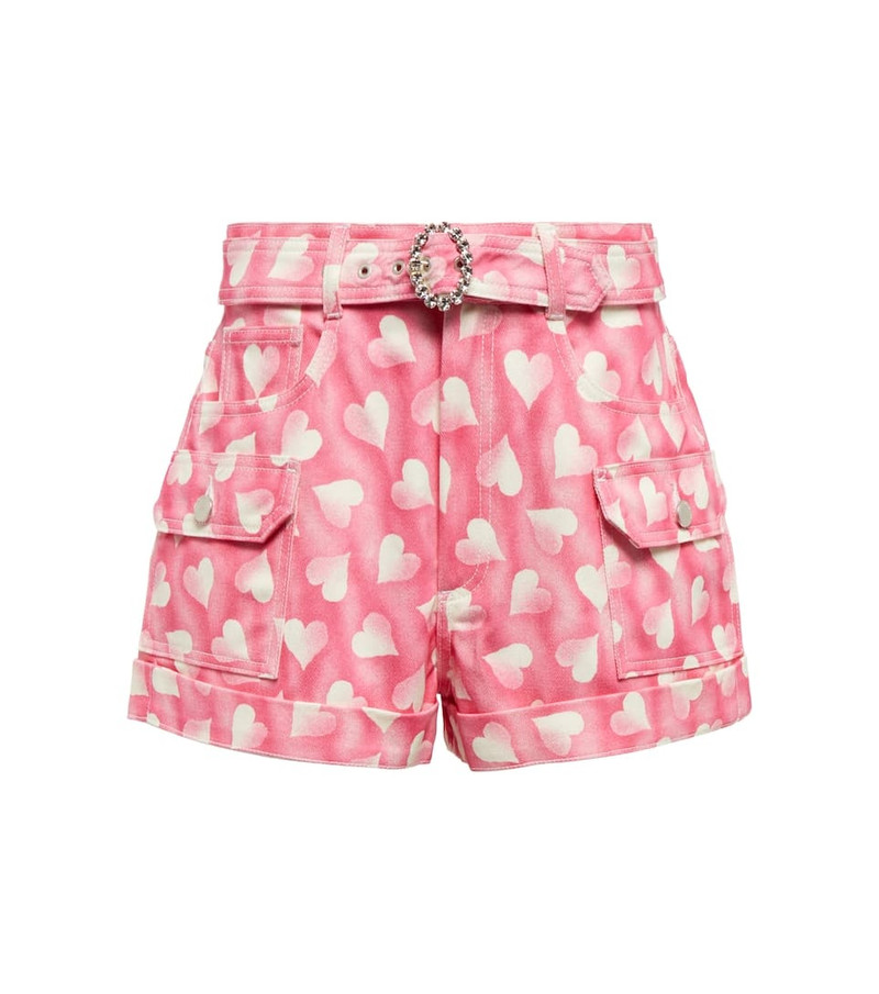 Heart-print high-rise denim shorts - 1