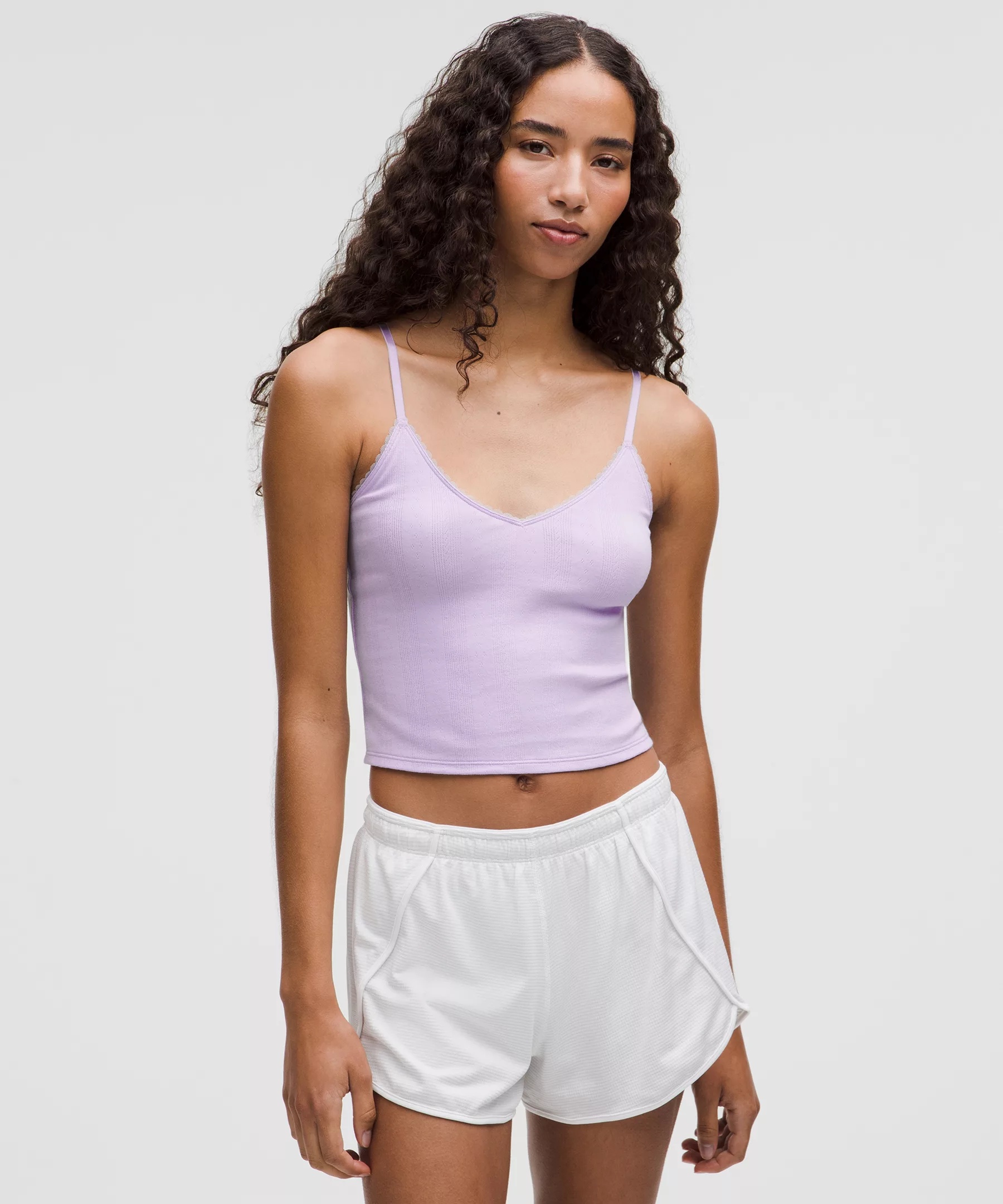 Cotton Pointelle Cropped Cami Tank Top - 2