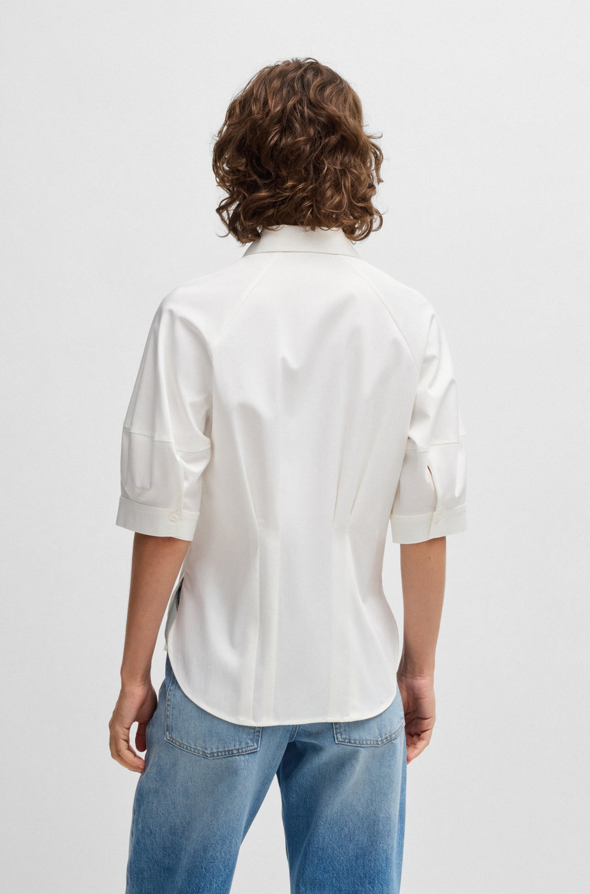TAILORED BLOUSE IN STRETCH COTTON - 3