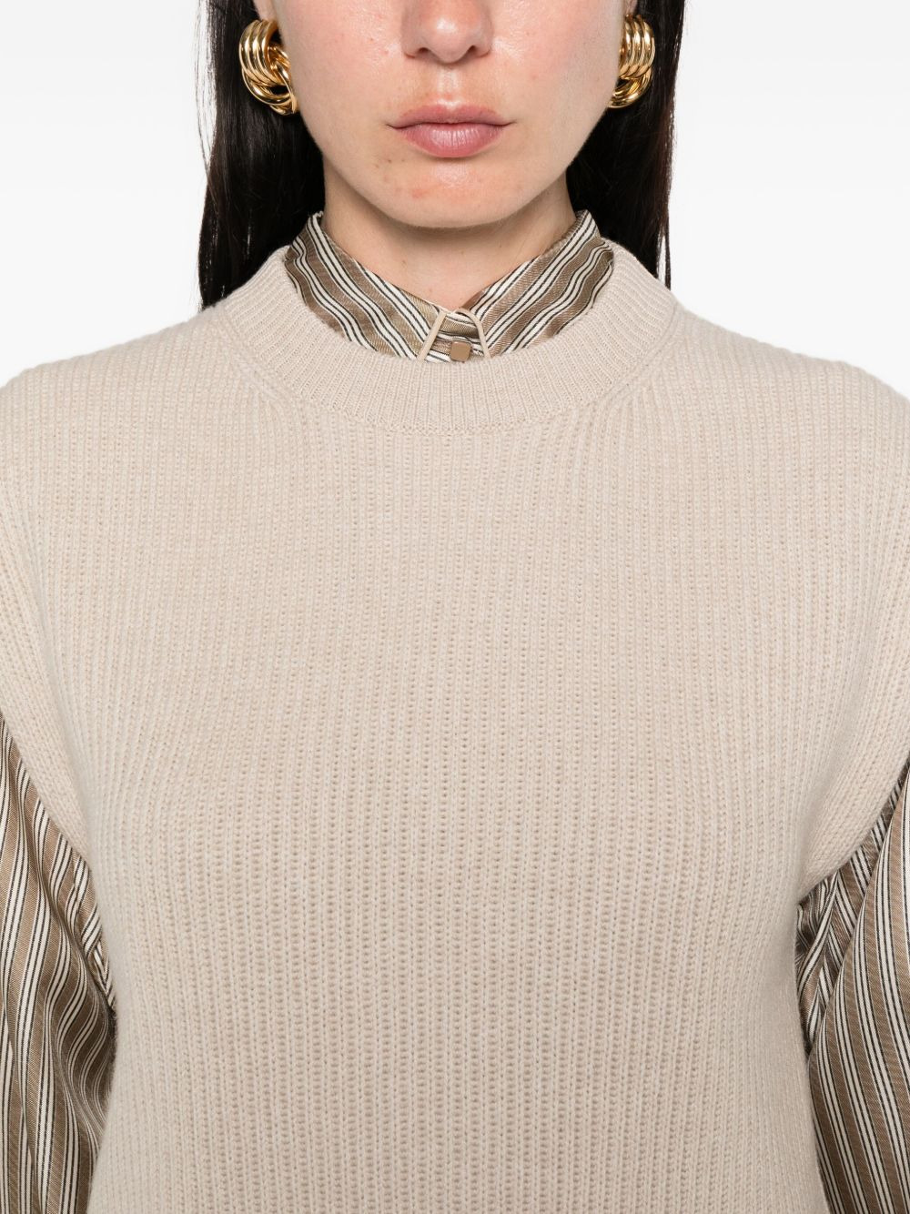 ribbed sleeveless sweater - 5