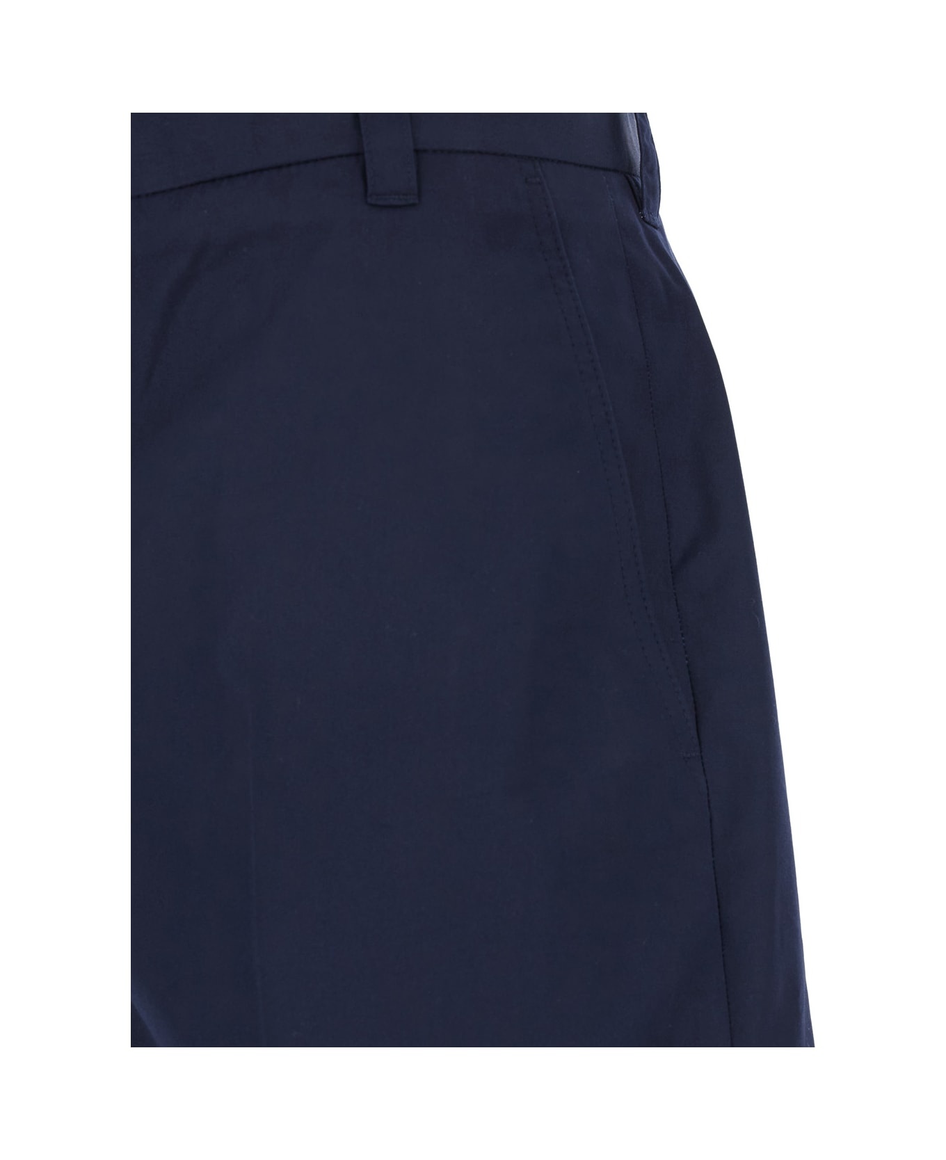 Blue Bermuda Pants With Logo Patch On The Rear And Belt Loops In Cotton Blend Man - 3