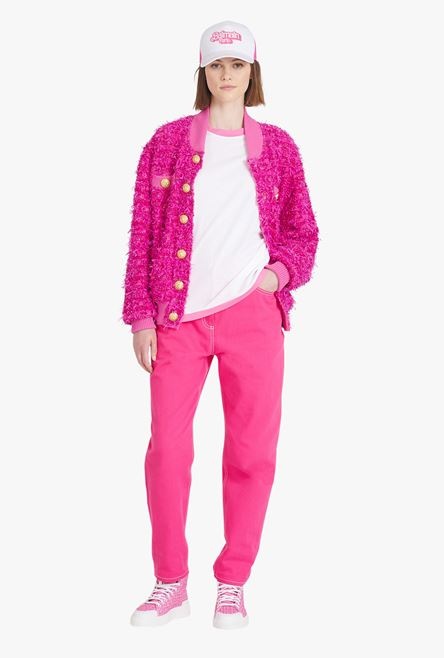 Balmain x Barbie - Pink tweed bomber jacket - 2