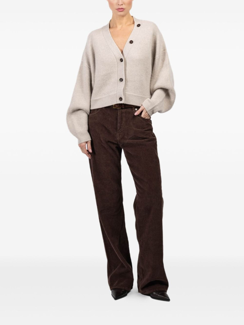 LE KASHA detachable-scarf V-neck cardigan outlook