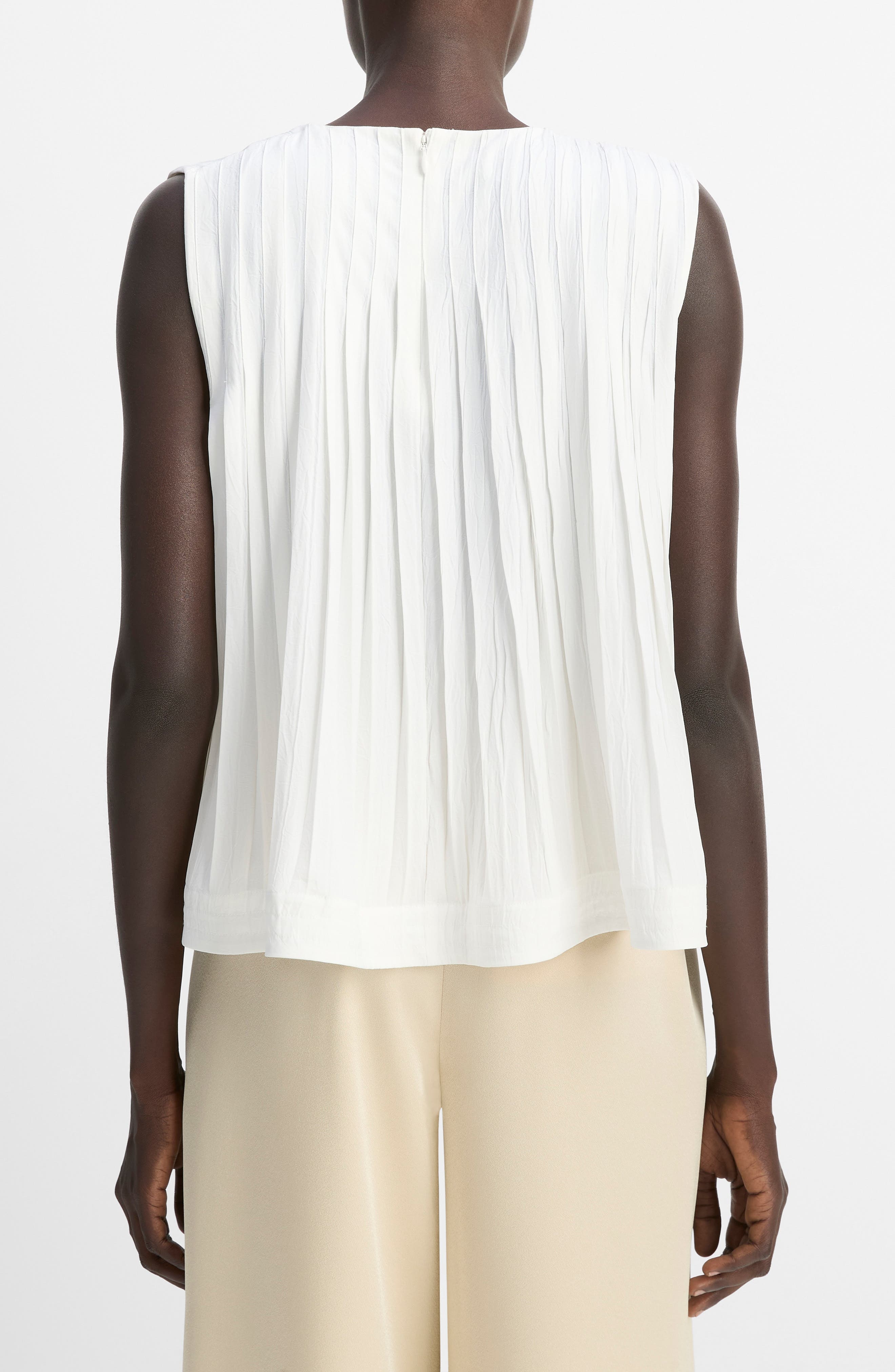 Vince Pleated Sleeveless A-Line Top in Off White at Nordstrom - 2