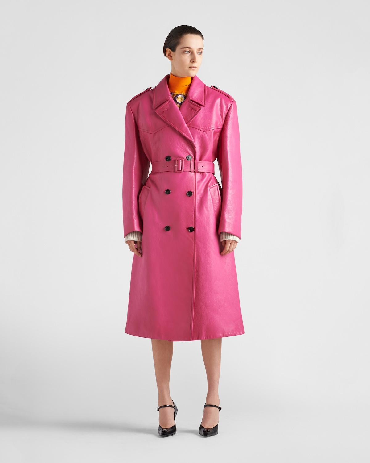 Prada double-breasted wool trench coat - Neutrals