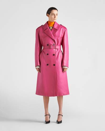 Prada Double-breasted leather trench coat outlook