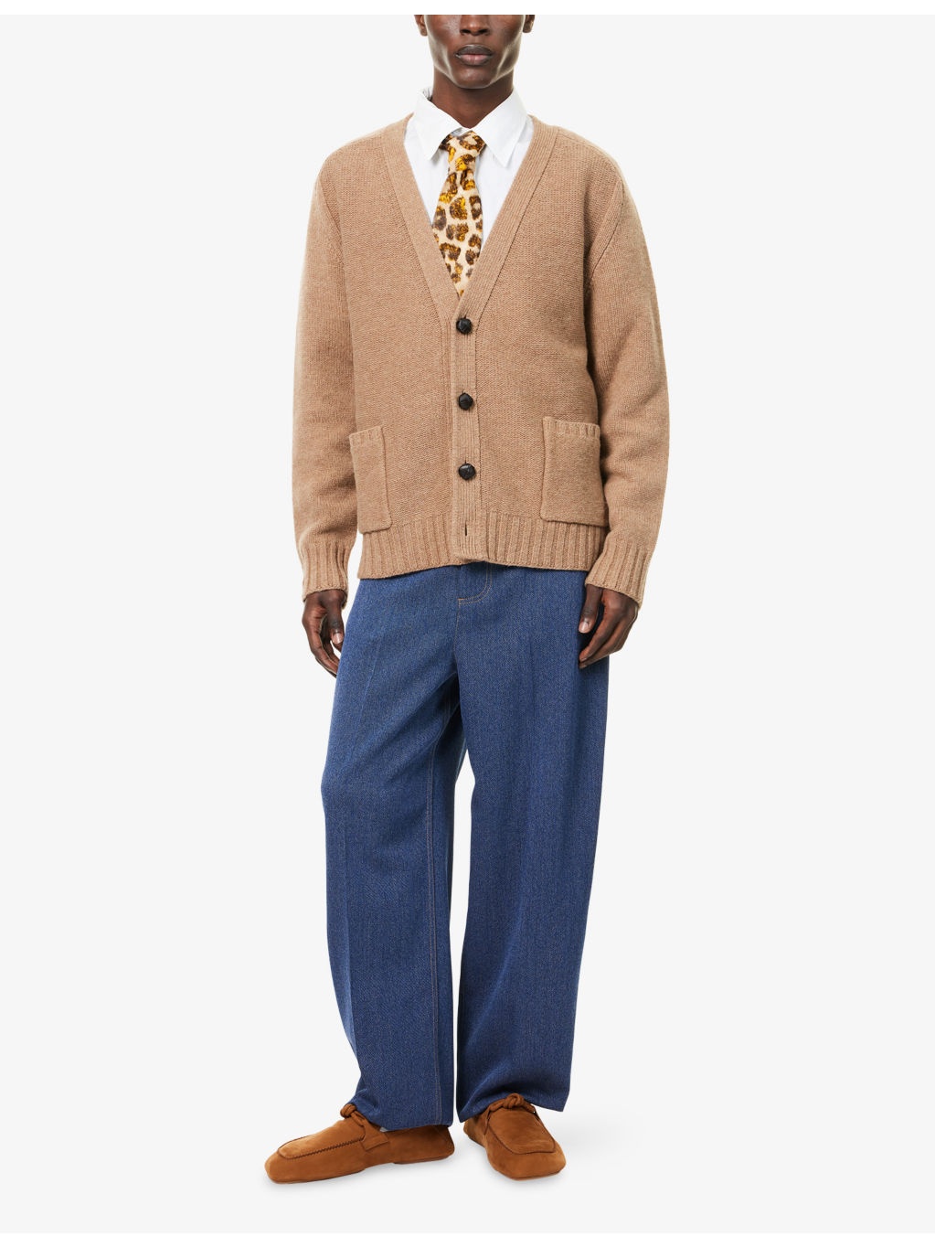 V-Neck Knitted Wool Cardigan - 2