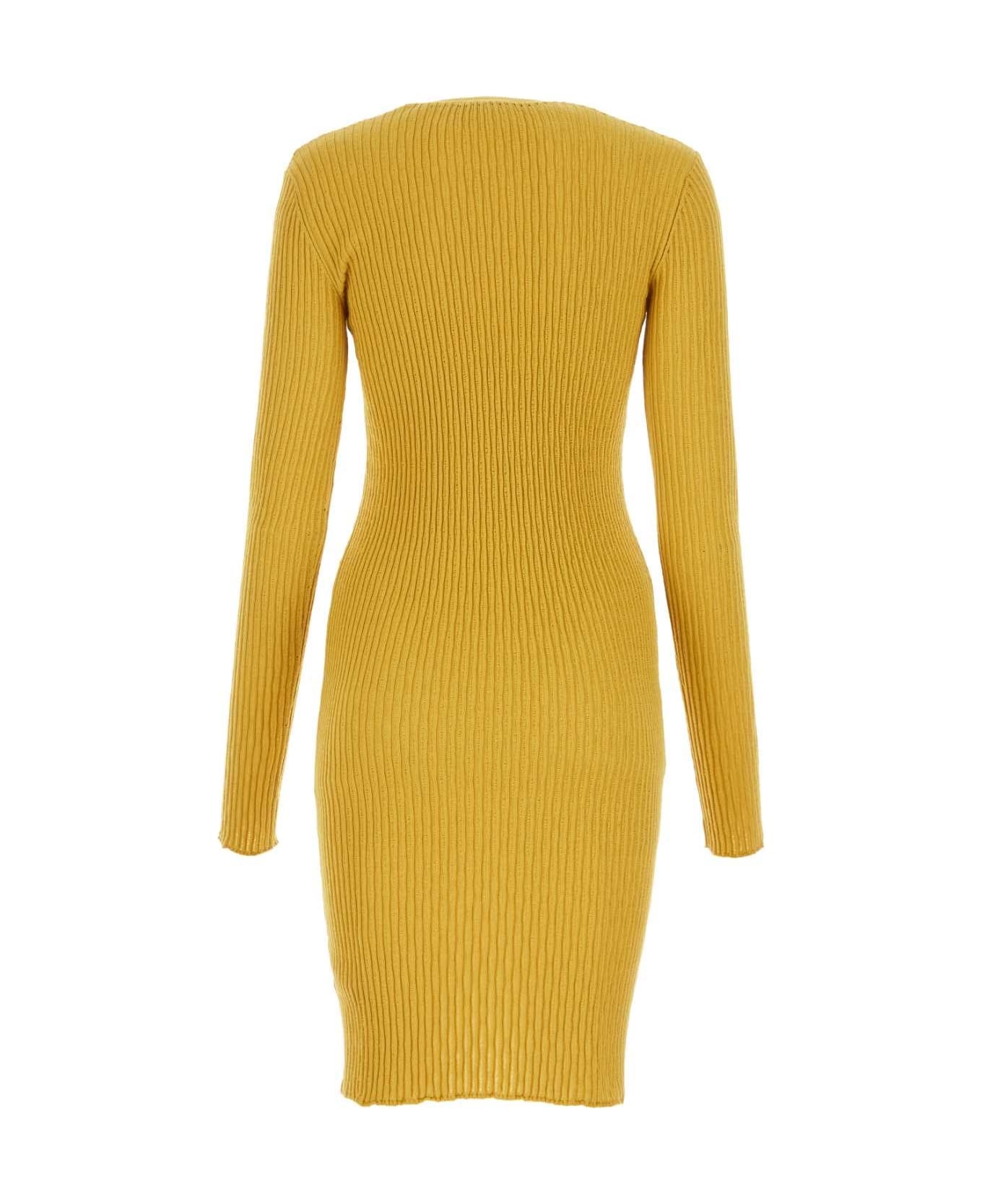 Mustard Stretch Wool Blend Dress - 2