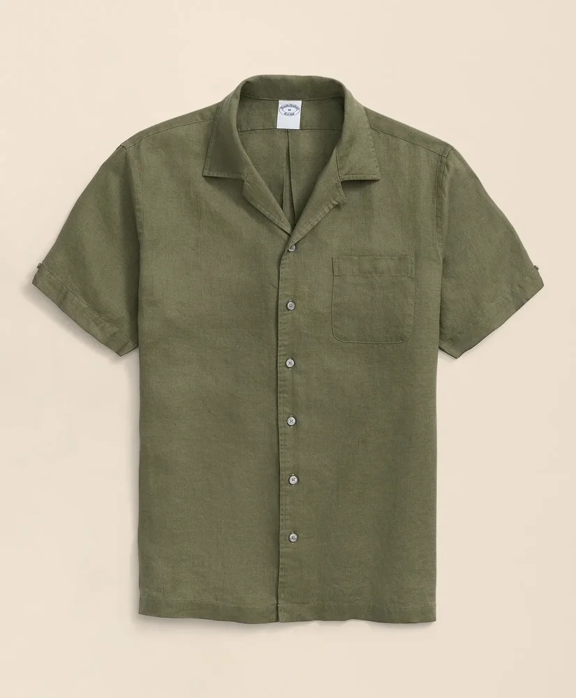 Irish Linen Camp Collar Short-Sleeve Sport Shirt - 1