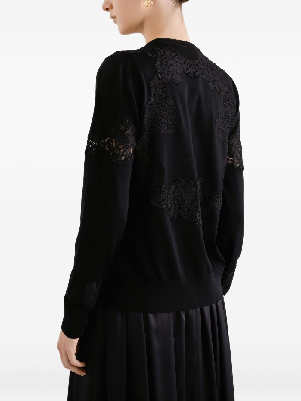 lace-panel cardigan - 4