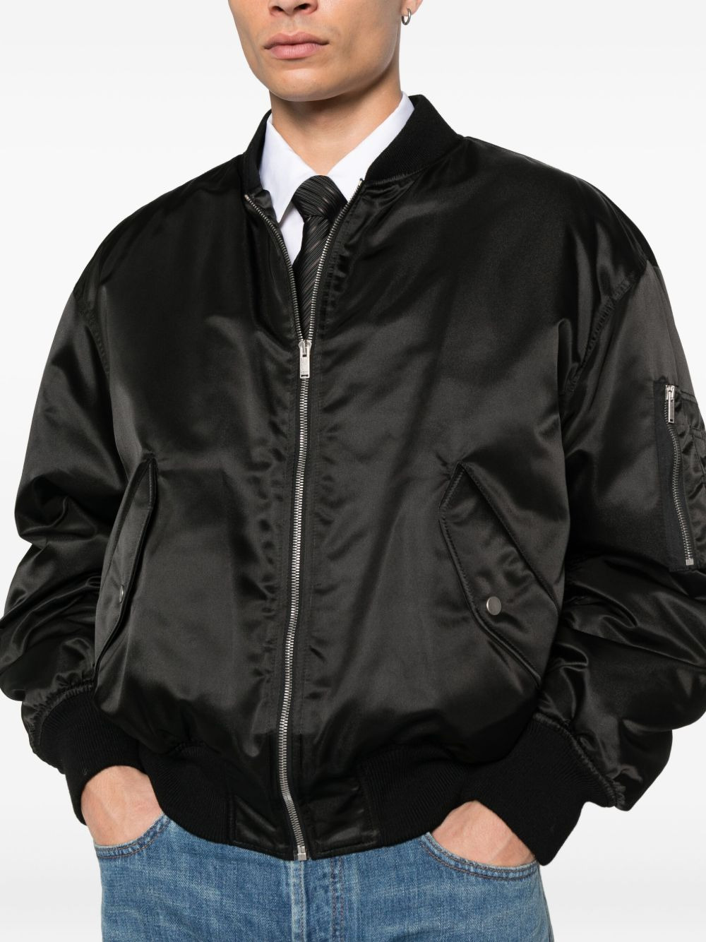 button-fastening bomber jacket - 5