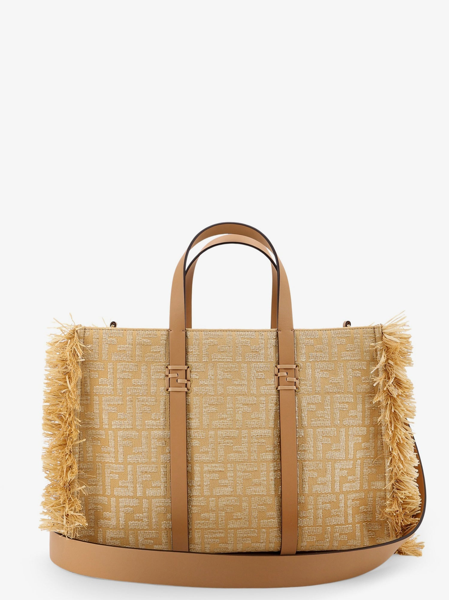 Fendi Summer Tote Rafia Shoulder Bag With All-Over Ff Logo - 2