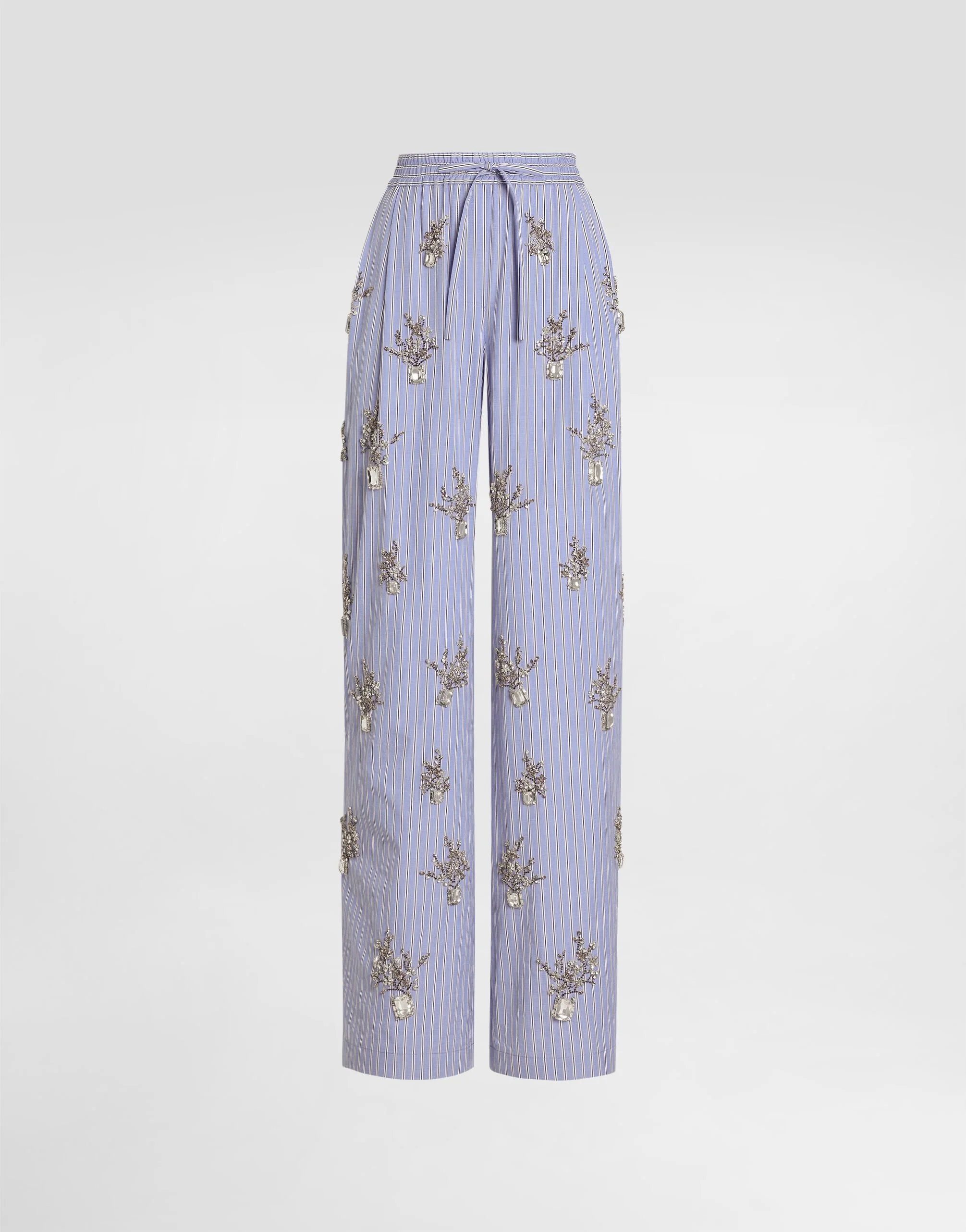 Poplin trousers with floral embroidery - 1