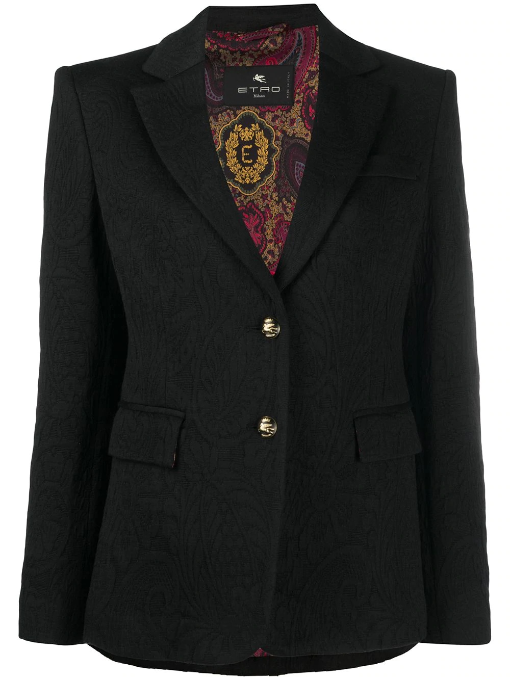 paisley patterned embossed button blazer - 1