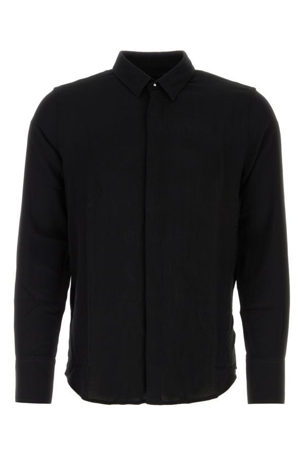 Black wool and viscose shirt - 1