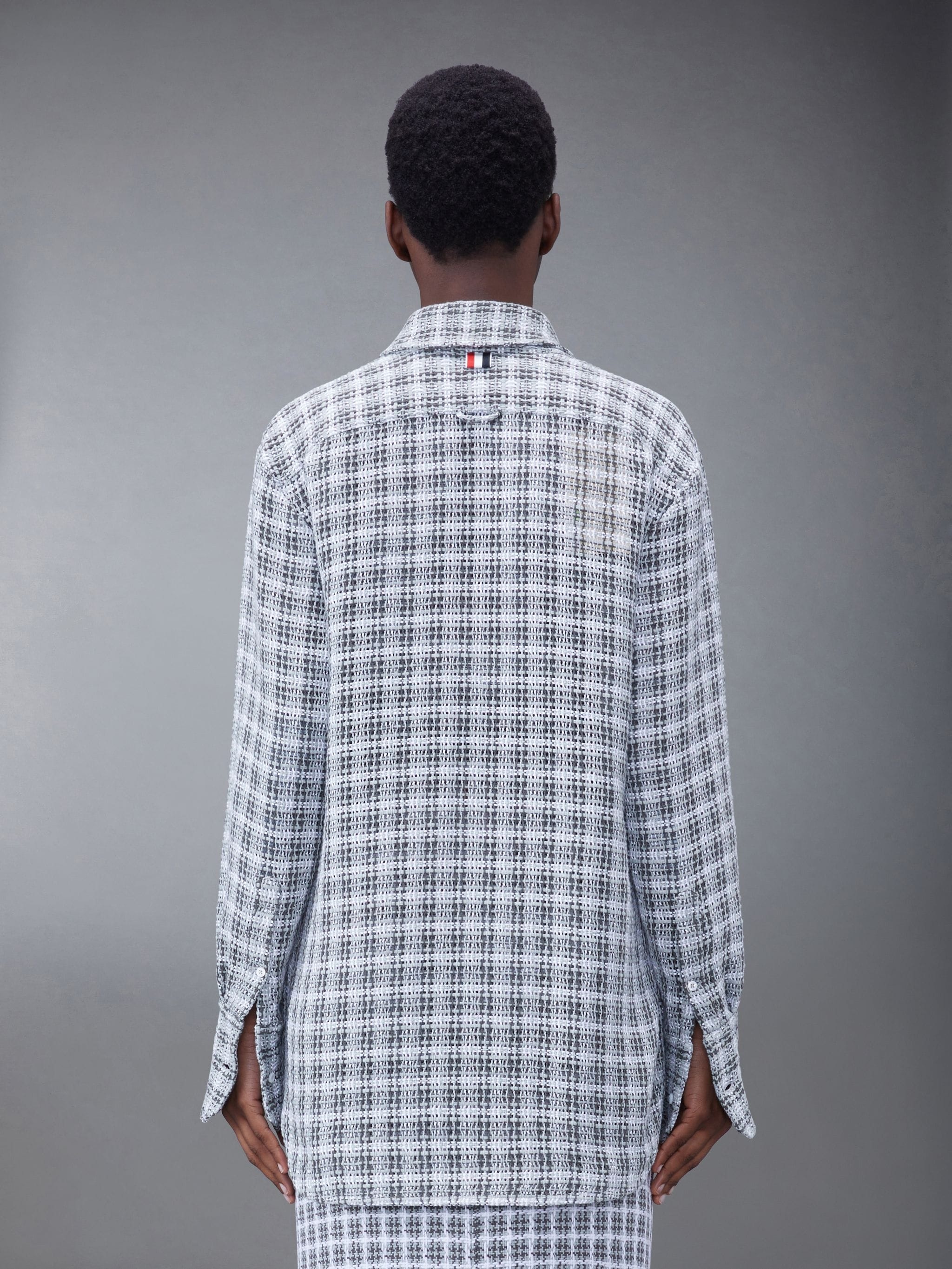 Check Crochet Tweed Oversized Shirt - 2