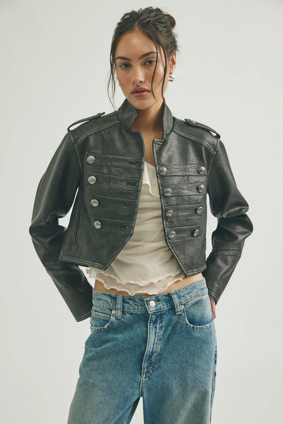 Ryland Vegan Leather Band Jacket - 1