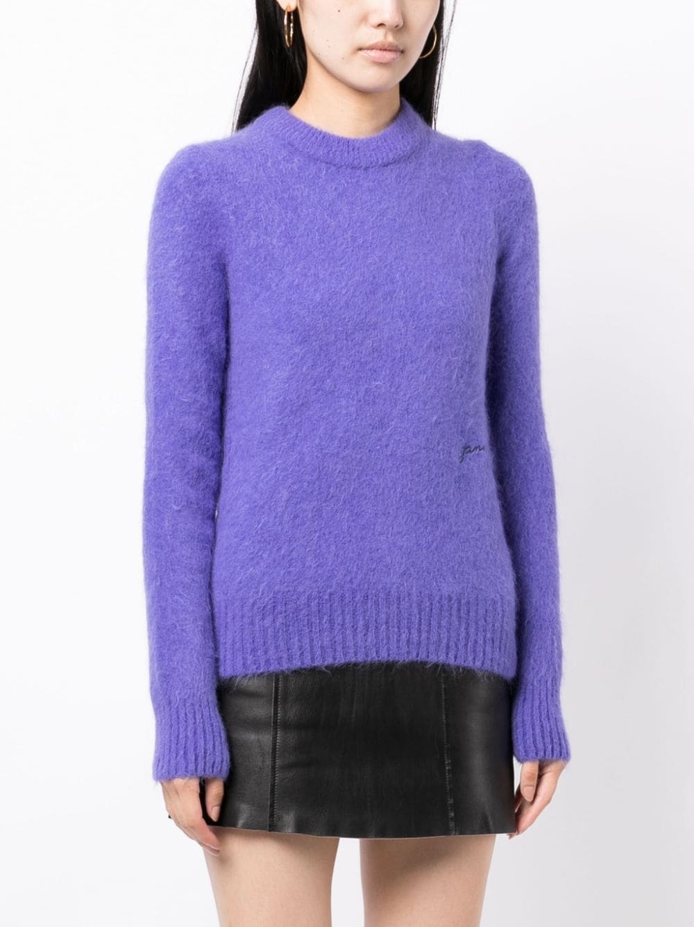brushed-effect crew-neck jumper - 3
