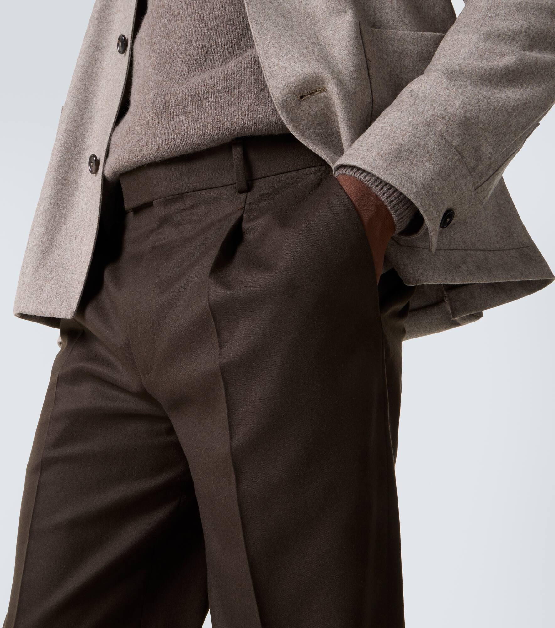 Wool flannel tapered pants - 5