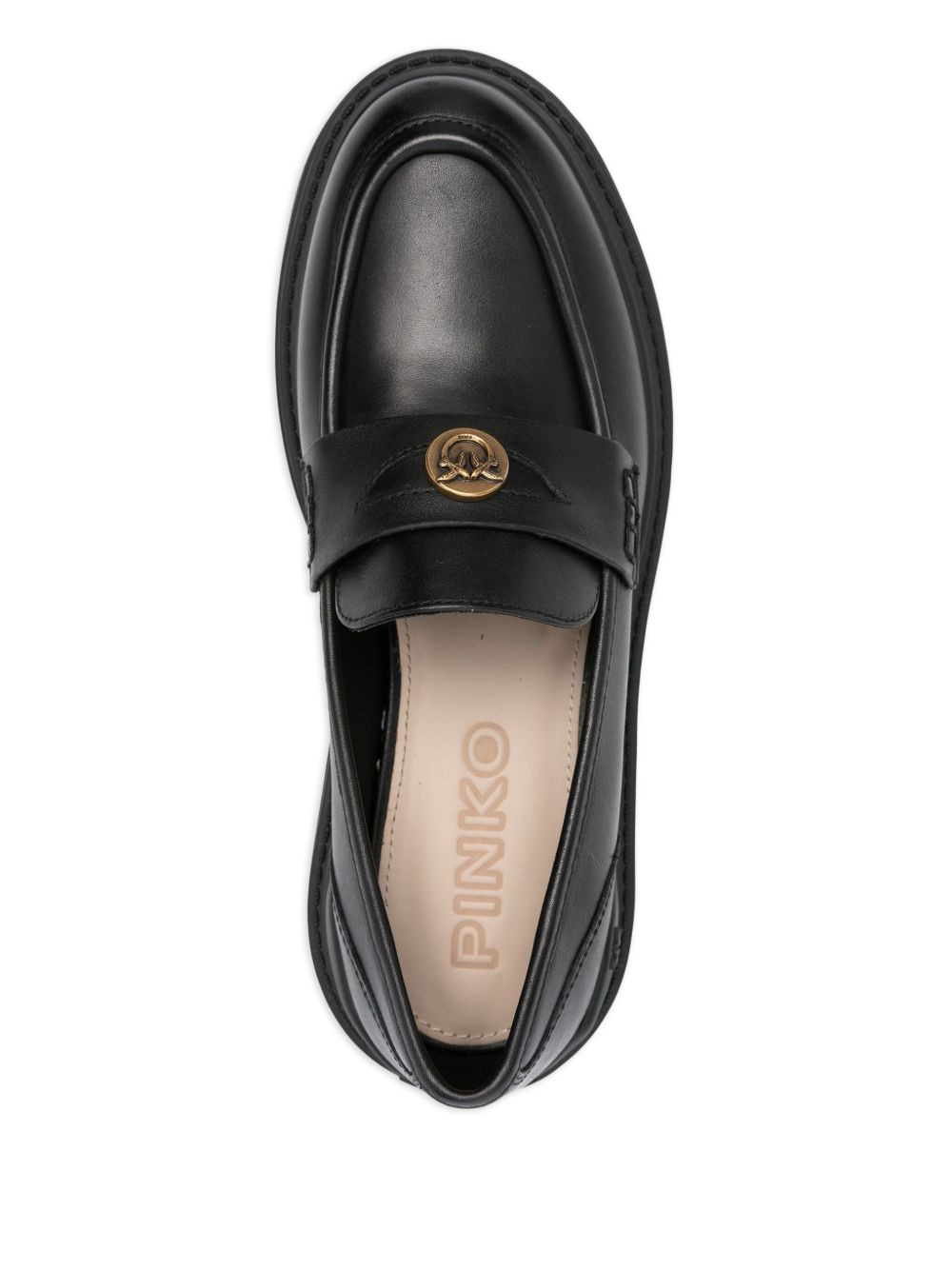 logo-plaque platform loafers - 4