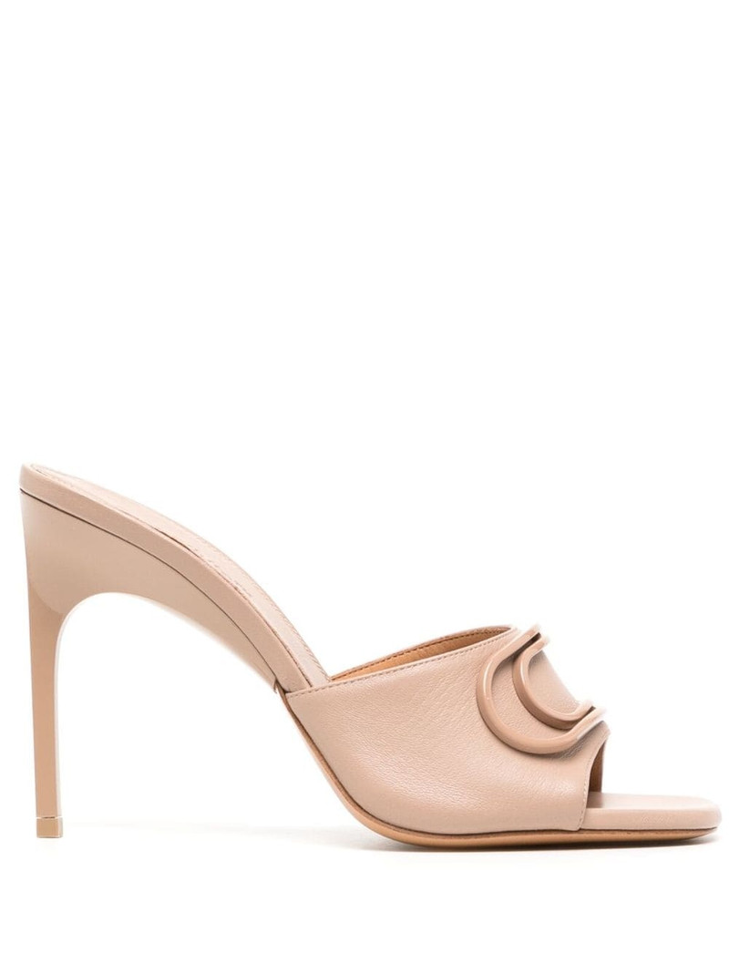Pop Paperclip 100m leather mules 1