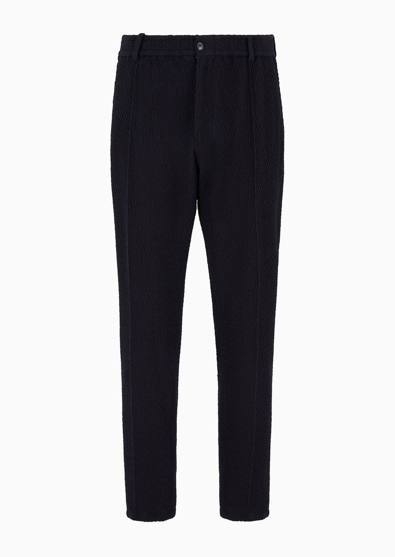 Chinos in 3D-effect virgin-wool stretch-jersey knit with ribs 1