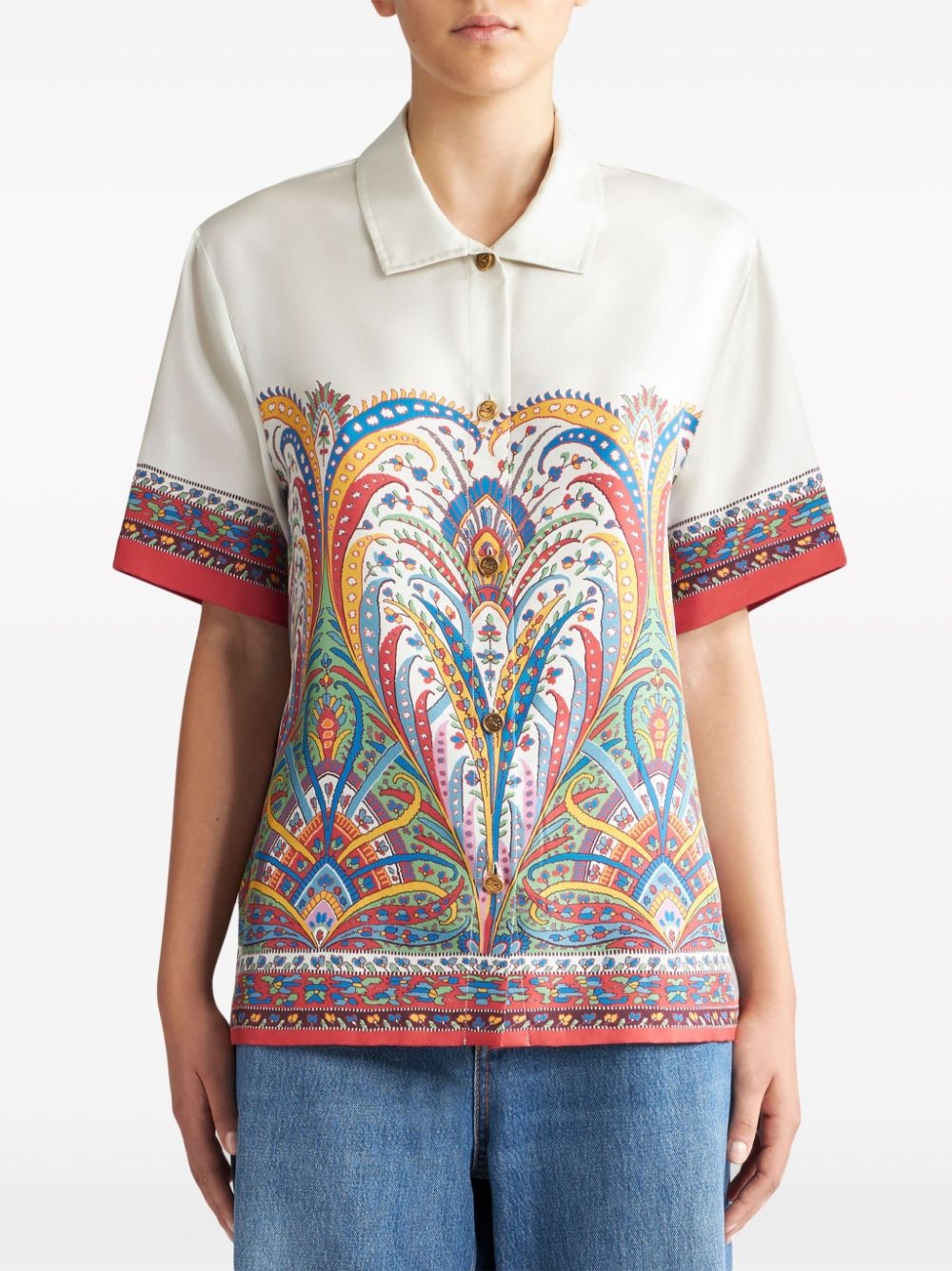 paisley-print silk-satin shirt - 3